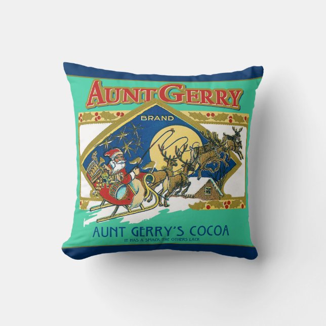 Aunt Gerry's Cocoa Throw Pillow (Front)