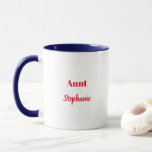 Aunt Gifts Custom Name Red Blue White Cute Mug<br><div class="desc">Designed in red,  blue,  white colours and text templates for "Aunt" and name which you can customize as you like. You may choose different colours or sizes for the cup and personalize the texts as you like!</div>
