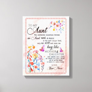 Aunt Gifts Letter To My Aunt Love From Niece Canvas Print