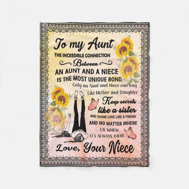 Aunt Gifts | Letter To My Aunt Love From Niece Fleece Blanket (Front)