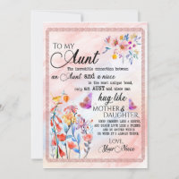 Aunt Gifts | Letter To My Aunt Love From Niece