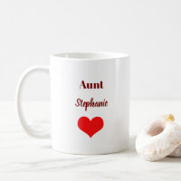 Aunt Gifts Monogram Name Burgundy Red Heart Favour
