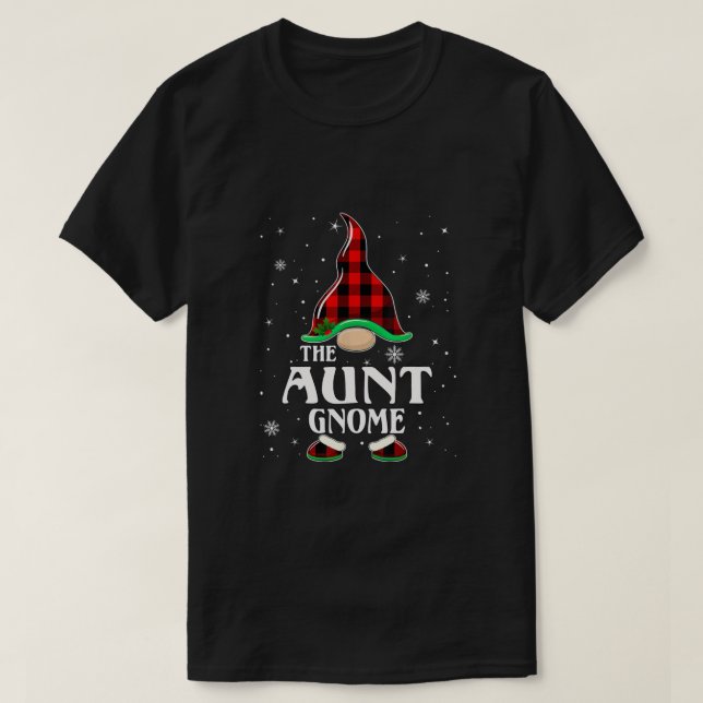 Aunt Gnome Buffalo Plaid Matching Family Christmas T-Shirt (Design Front)