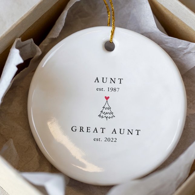 Aunt | Great Aunt Year Est.  Ceramic Ornament (Creator Uploaded)