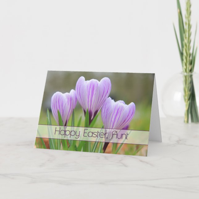 Aunt Happy Easter Purple crocuses Holiday Card (Front)