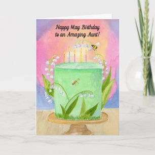 Aunt Happy May Birthday Lily of Valley Card