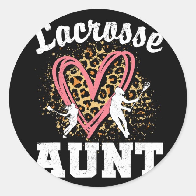 Aunt Leopard Heart Matching Family  Classic Round Sticker (Front)