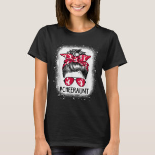Aunt Life Messy Bun Cheerleader Bleached Mothers D T-Shirt