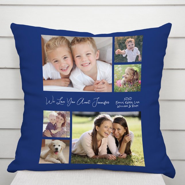 Aunt Love You Blue Photo Throw Pillow (Creator Uploaded)