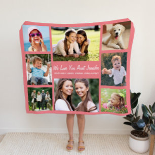 Aunt Love You Photo Collage Personalized Coral Fleece Blanket