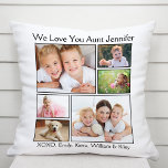Aunt Love You Photo Collage Throw Pillow<br><div class="desc">Celebrate your aunt with this custom photo collage pillow. You can personalize with six photos of her nieces, nephews, other family members, etc., and customize the expression to "I Love You" or "We Love You, " and whether she is called "Aunt, " "Auntie, " "Tia, " etc. You can also...</div>