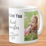 Aunt Love You Photos Coffee Mug<br><div class="desc">Celebrate a favorite aunt with this custom photo design. You can add two photos of nieces and nephews,  personalize the expression to "I Love You" or "We Love You, " and personalize her name. You can also add her nieces' and nephews' names and year.</div>