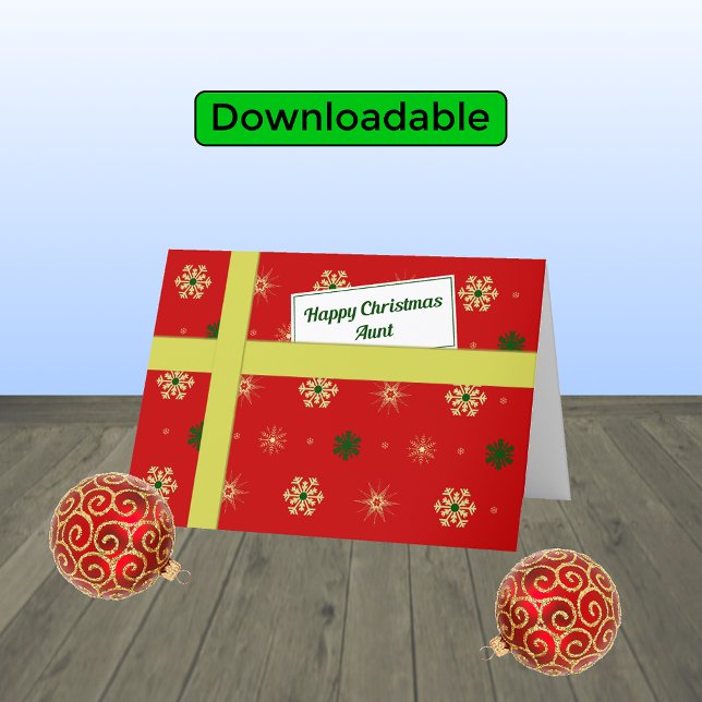 Aunt modern red Christmas parcel Holiday Card (Creator Uploaded)