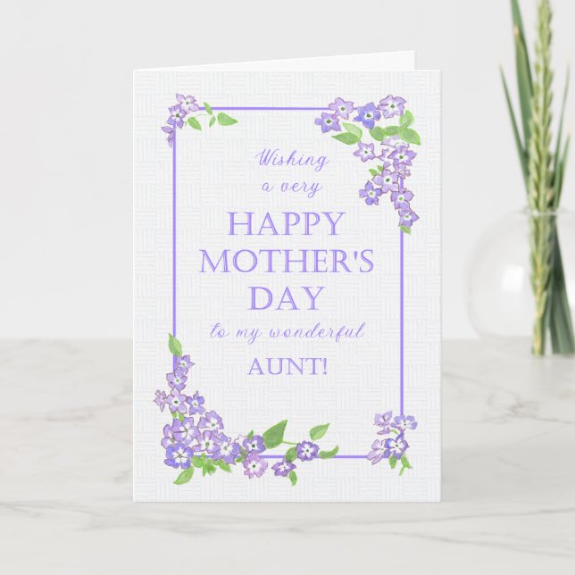 Aunt Mother's Day  Pretty Mauve Phlox Flowers Card (Front)