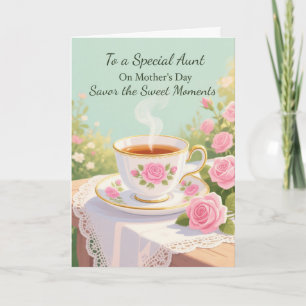 Aunt Mothers Day Sweet Moments Rose Teacup Card