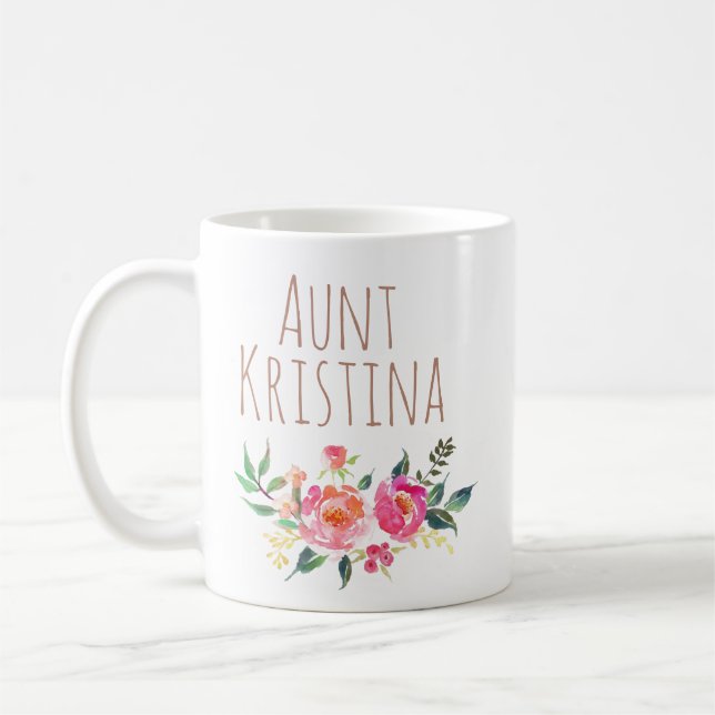 aunt mug rosegold with photo (Left)