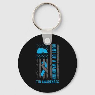 Aunt Of A T1d Warrior Diabetic Type 1 Diabetes Awa Keychain