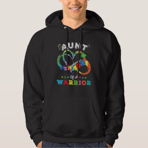 Aunt Of A Warrior Autism Awareness Love Puzzle Tie Hoodie