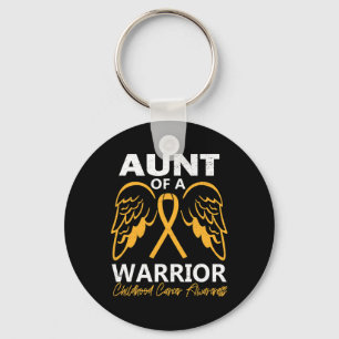 Aunt of A Warrior Childhood Cancer Awareness Angel Keychain