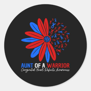 Aunt Of A Warrior Congenital Heart Defects Awarene Classic Round Sticker