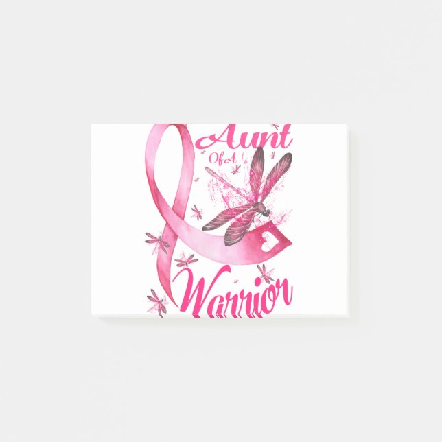 Aunt Of A Warrior Dragonfly Breast Cancer Post-it Notes (Front)