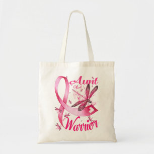 Aunt Of A Warrior Dragonfly Breast Cancer Tote Bag