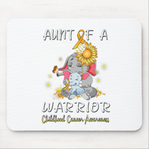 Aunt Of A Warrior Elephant Childhood Cancer Fighte Mouse Pad