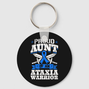 Aunt Of An Ataxia Warrior Awareness Ribbon Dystaxi Keychain
