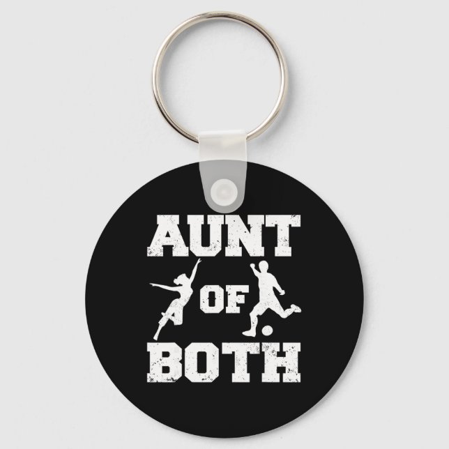 Aunt Of Both Dance And Soccer Funny Dancer Soccer  Keychain (Front)
