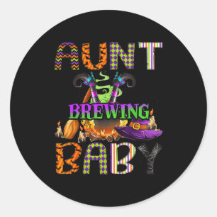 Aunt Of Brewing Baby Halloween One Soky Aunt Classic Round Sticker