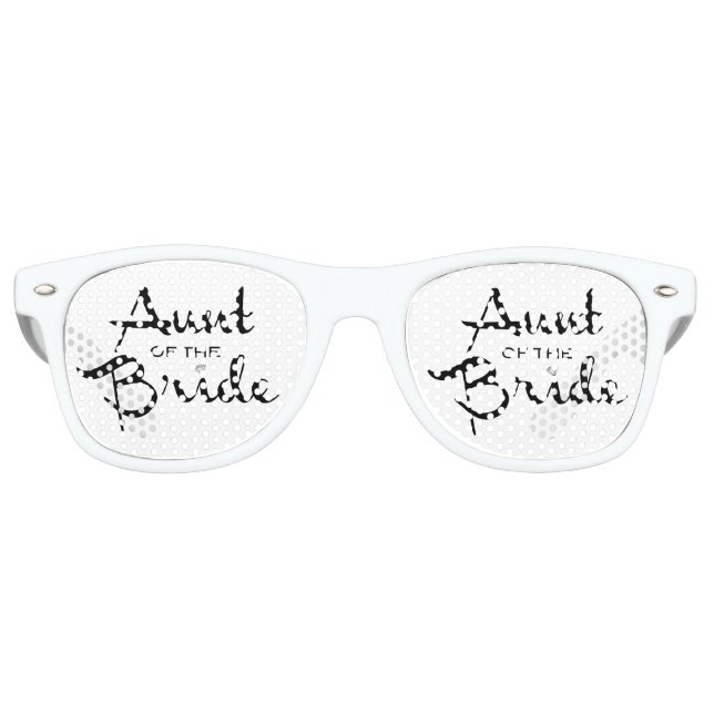 Aunt of Bride Black on White Retro Sunglasses (Front)