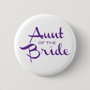 Aunt of Bride Purple on White 2 Inch Round Button