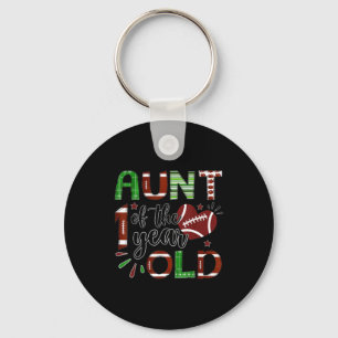 Aunt Of The 1 Year Old Football 1st Birthday Boy M Keychain