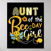 Aunt Of The Bee-Day Girl Funny Bee Birthday Party