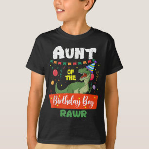 Aunt Of The Birthday Boy Dinosaur Raptor Aunt T-Shirt