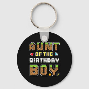 Aunt Of The Birthday Boy Gamer Pixel Birthday Part Keychain