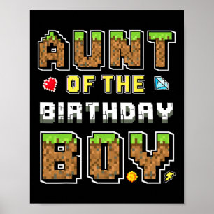 Aunt Of The Birthday Boy Gamer Pixel Birthday Part Poster