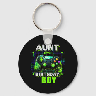 Aunt Of The Birthday Boy Matching Family Video Gam Keychain