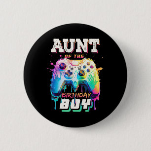 Aunt Of The Birthday Boy Matching Video Game Birth 2 Inch Round Button
