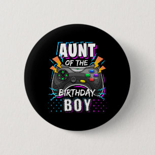 Aunt Of The Birthday Boy Matching Video Game Birth 2 Inch Round Button