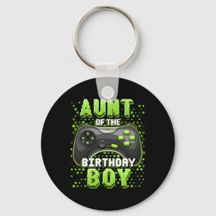 Aunt Of The Birthday Boy Matching Video Game Birth Keychain