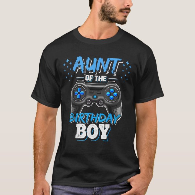 Aunt of the Birthday Boy Matching Video Game Birth T-Shirt (Front)