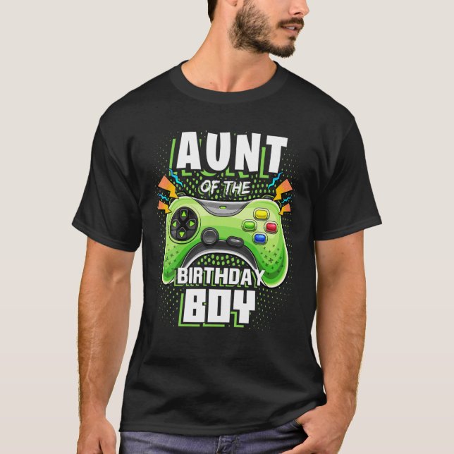 Aunt Of The Birthday Boy Matching Video Gamer Birt T-Shirt (Front)