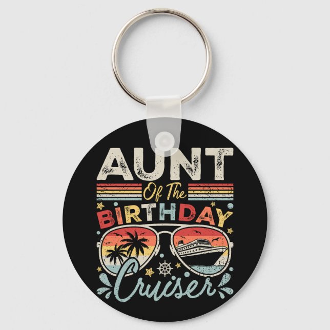 Aunt of the Birthday Cruiser Vacation Circle Keychain (Front)