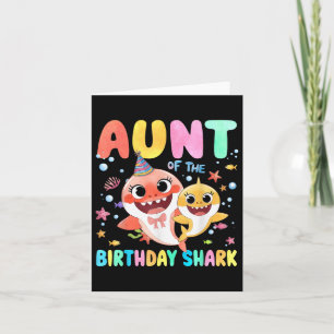 Aunt Of The Birthday Family Shark Funny Kids Birth Card