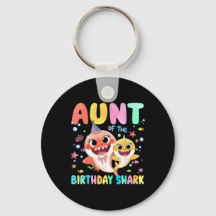 Aunt Of The Birthday Family Shark Funny Kids Birth Keychain