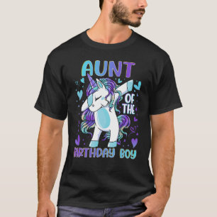 Aunt of the Birthday Party Boy Dabbing Unicorn T-Shirt
