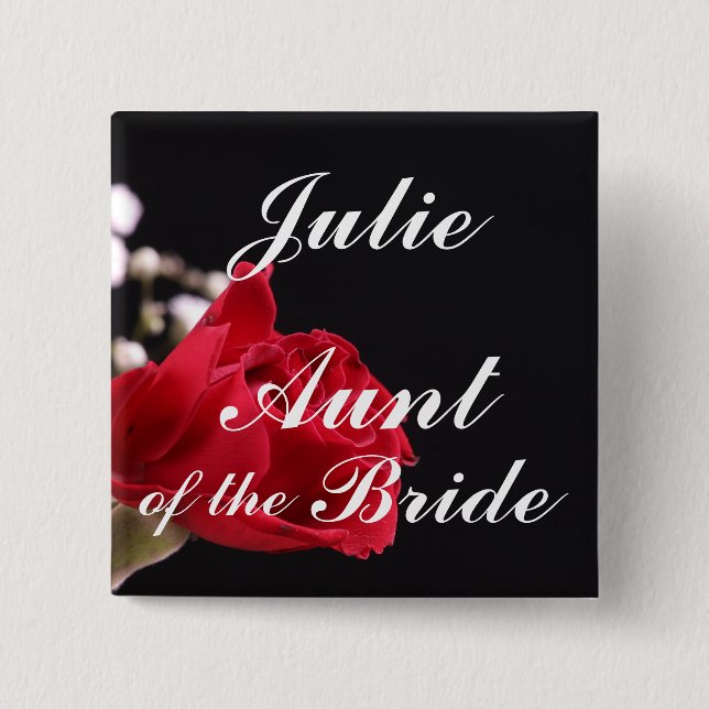 Aunt Of The Bride 2 Inch Square Button (Front)