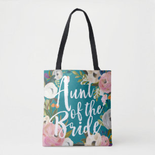 Aunt of the Bride Brushed Floral Wedding Tote Bag