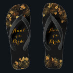 Aunt of the Bride Emerald Green & Gold Foliage Flip Flops<br><div class="desc">These gorgeous Aunt of the Bride emerald green and gold foliage flip flops feature golden foliage pattern and modern typography on timeless dark green background. It's a beautiful gift for your bridal party. View the collection on this page to find matching items. ♥Customize it with your information. ♥ If you...</div>